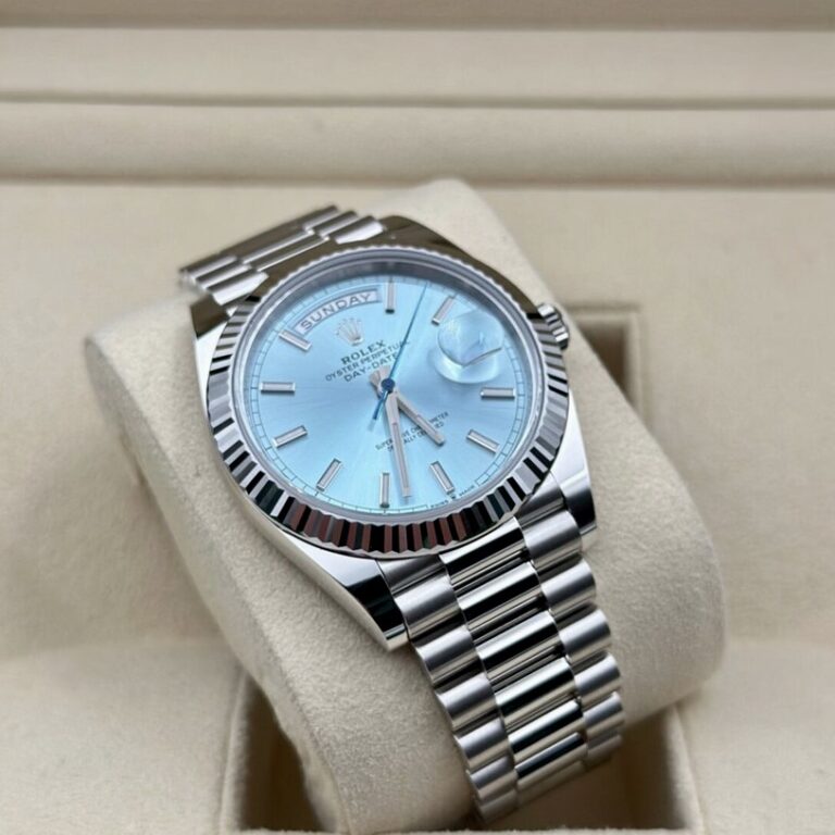 Rolex Day-Date 40mm Platinum President  Ice Blue Baguette Dial 228236