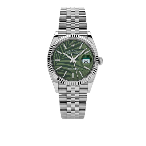 Rolex Datejust 36mm 126234 Stainless Steel Olive Green Palm Motif Dial