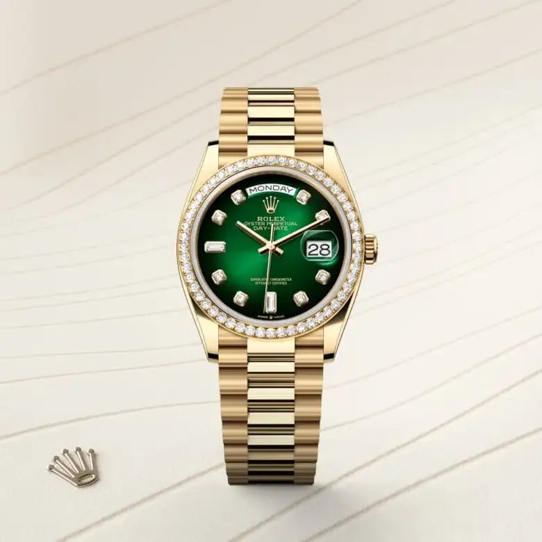 Rolex Day-Date President 36mm Yellow Gold 128348RBR Green