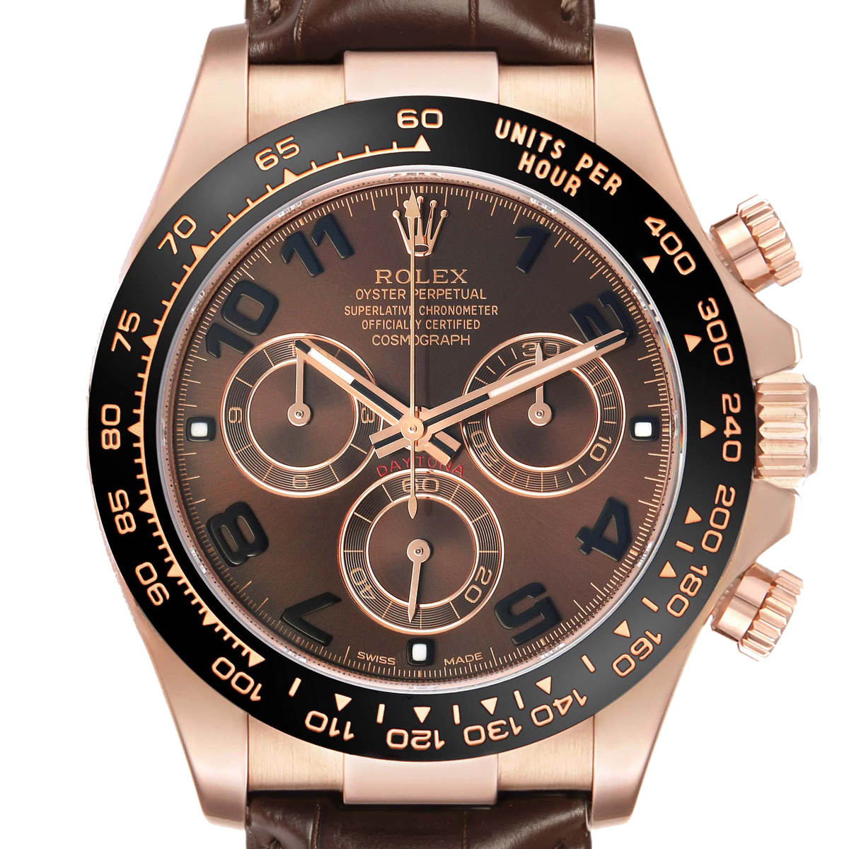 Rolex Daytona 40mm Rose Gold Chocolate Dial Mens Watch 116515